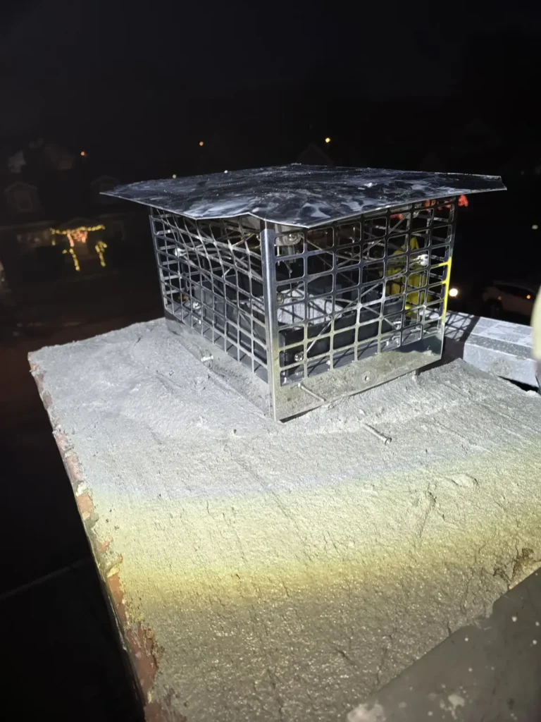 Chimney cap and damper assembly at a Milltown home