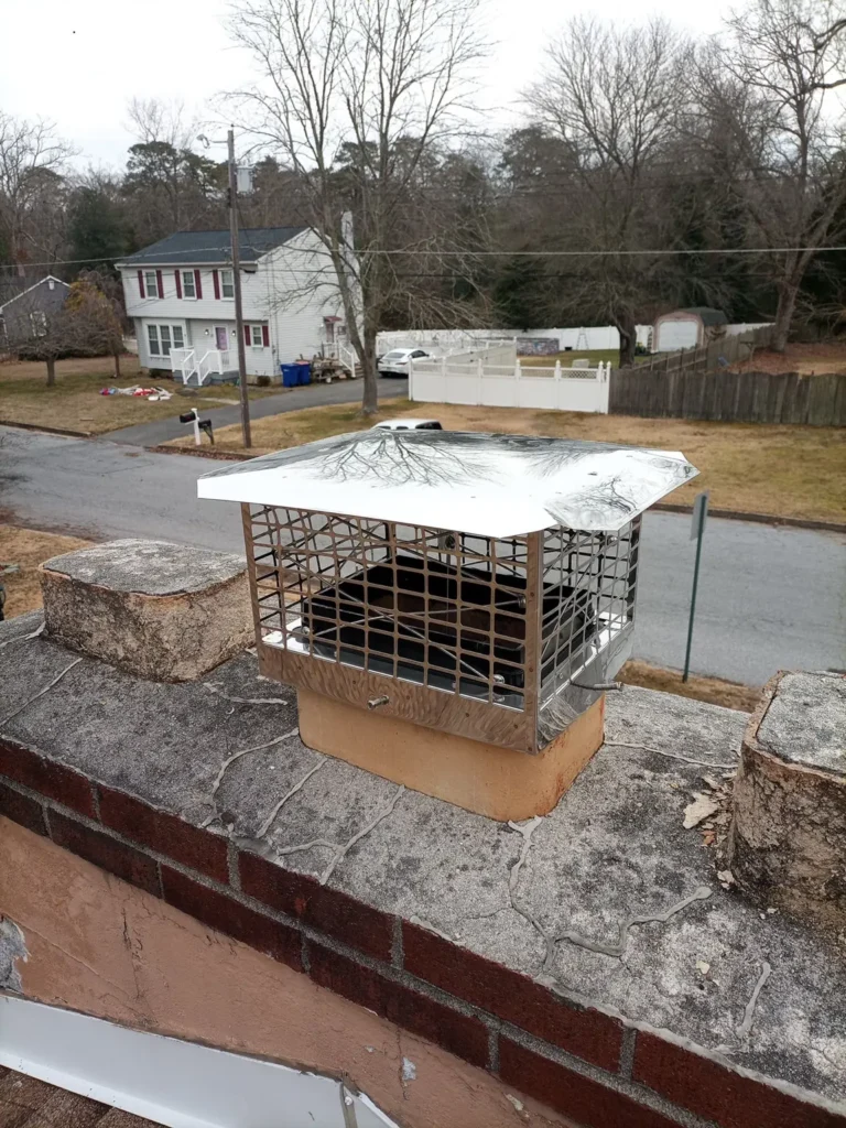 Chimney cap damper assembly at a Millville home