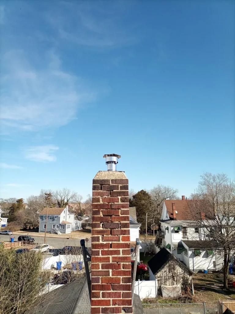 Brick chimney and metal liner termination at a Millville home