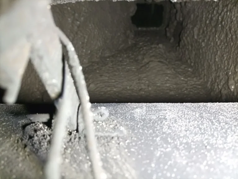 Interior view of the fireplace smoke chamber and damper area in Moorestown
