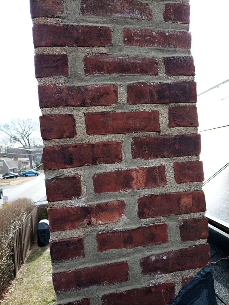 Brick chimney and mortar joints in Morris Plains