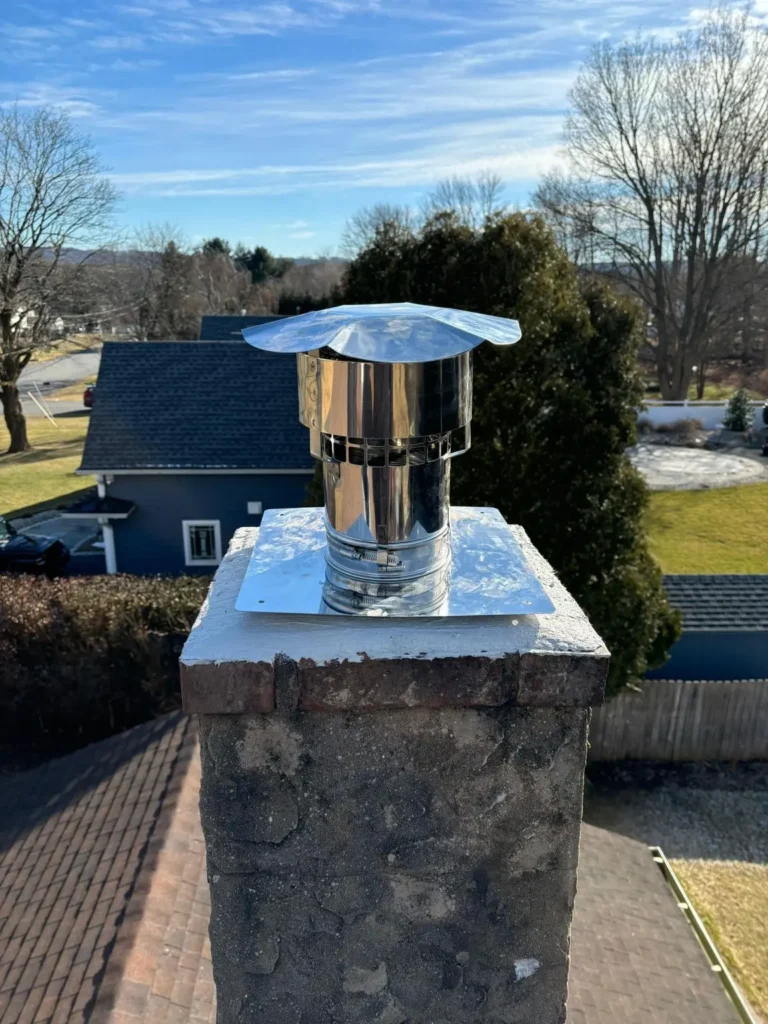 Chimney liner termination, cap and crown at a Roxbury Township home