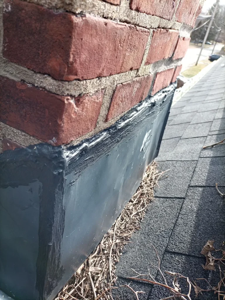 Flashing at the chimney and roof junction in Morris Plains