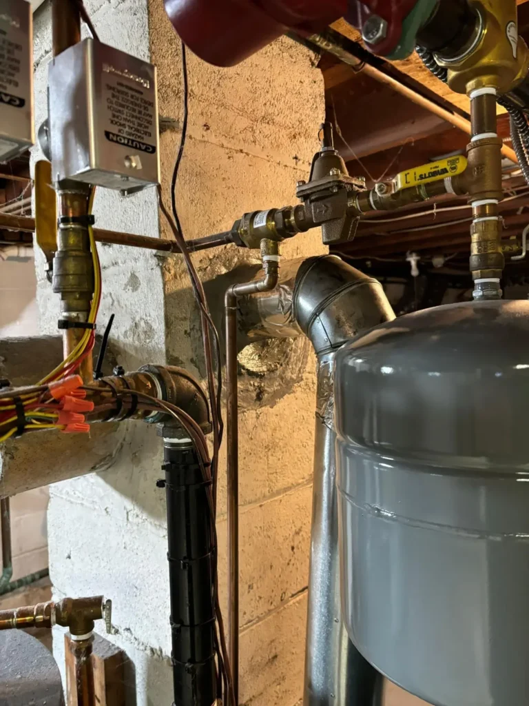 Basement equipment and chimney vent connection in Roxbury Township