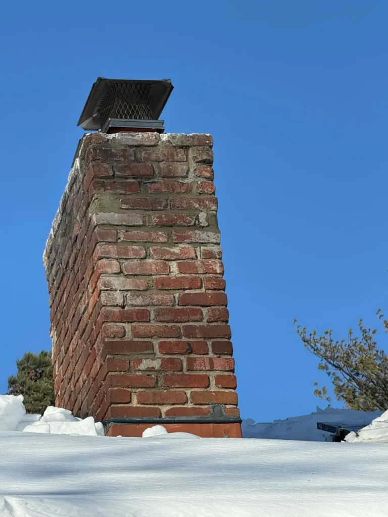 Brick chimney and mortar joints in Scotch Plains