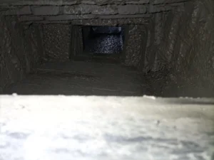 Smoke chamber interior at a Wayne fireplace