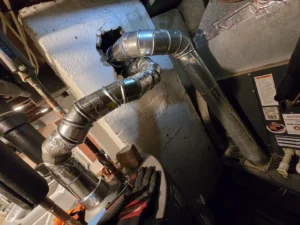 Angled view of interior vent connections in Union