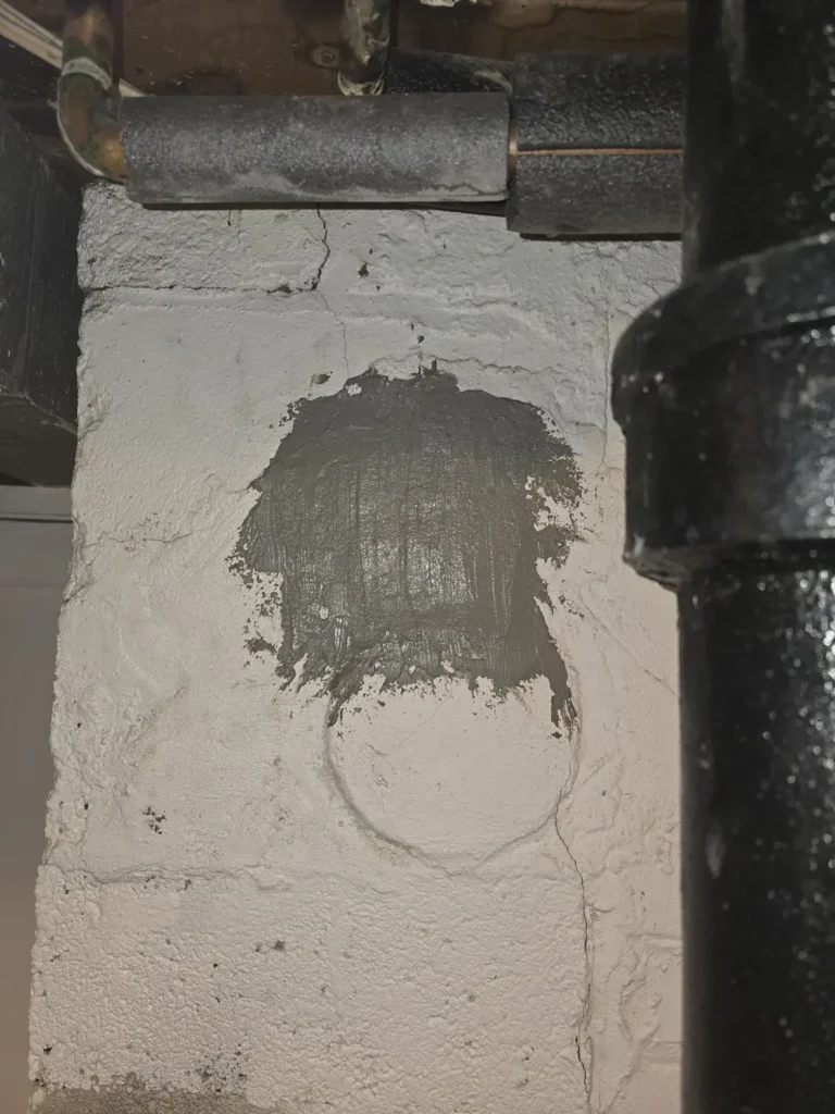 Close view of the chimney wall patch in Union