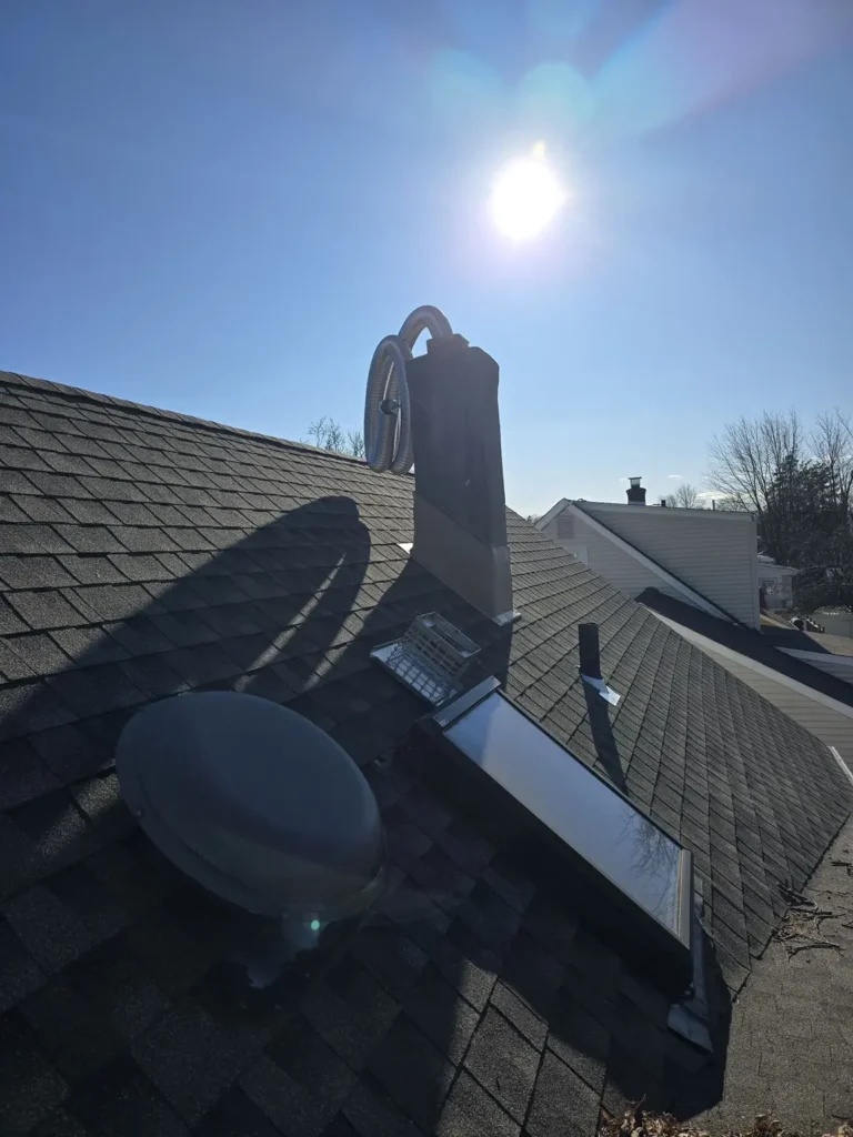 Flexible liner and installation equipment at a Union chimney